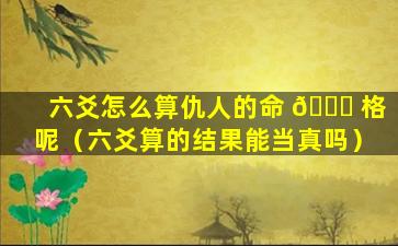 六爻怎么算仇人的命 💐 格呢（六爻算的结果能当真吗）